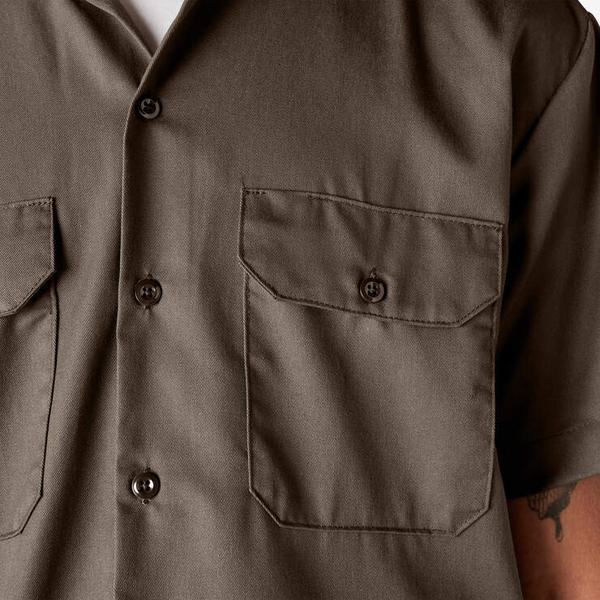 Dickies Short Sleeve Twill Work Shirt Mushroom-Black Sheep Skate Shop