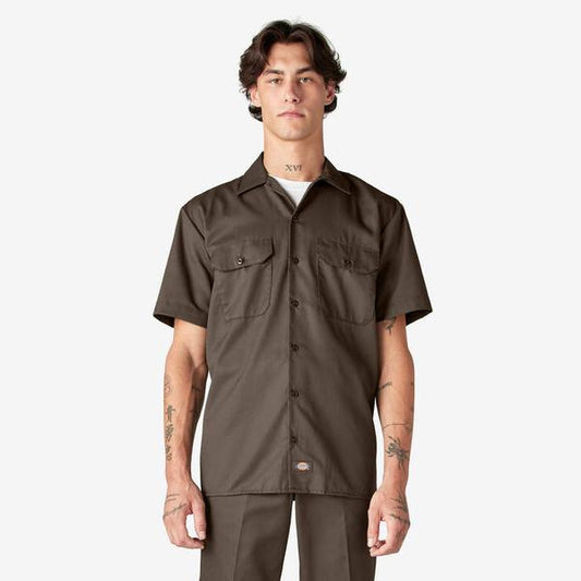 Dickies Short Sleeve Twill Work Shirt Mushroom-Black Sheep Skate Shop