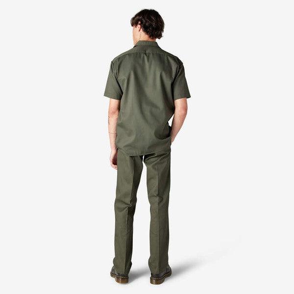 Dickies Short Sleeve Twill Work Shirt Olive Green-Black Sheep Skate Shop