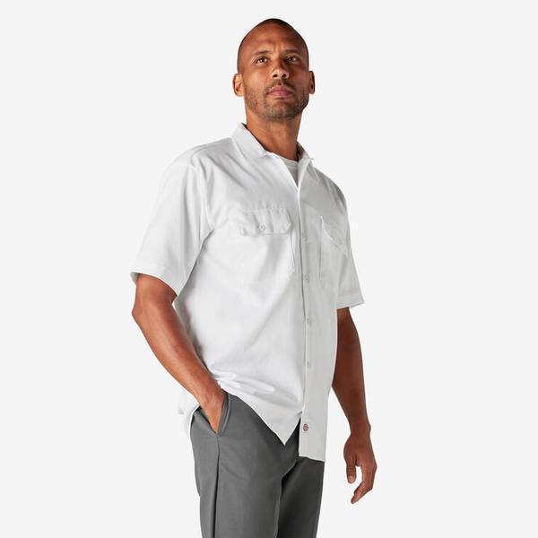 Dickies Short Sleeve Twill Work Shirt White-Black Sheep Skate Shop