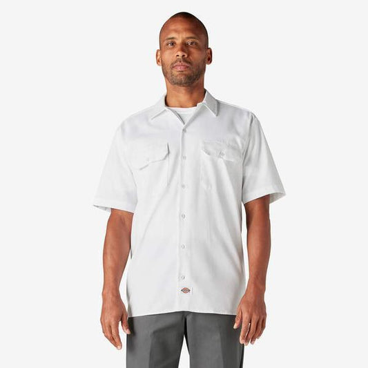 Dickies Short Sleeve Twill Work Shirt White-Black Sheep Skate Shop