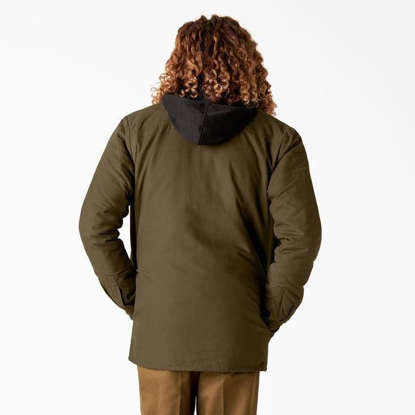 Dickies Skateboarding Canvas Duck Shirt Jacket With Fleece Hood Dark Olive-Black Sheep Skate Shop