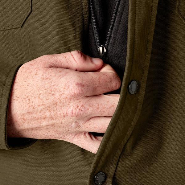 Dickies Skateboarding Canvas Duck Shirt Jacket With Fleece Hood Dark Olive-Black Sheep Skate Shop