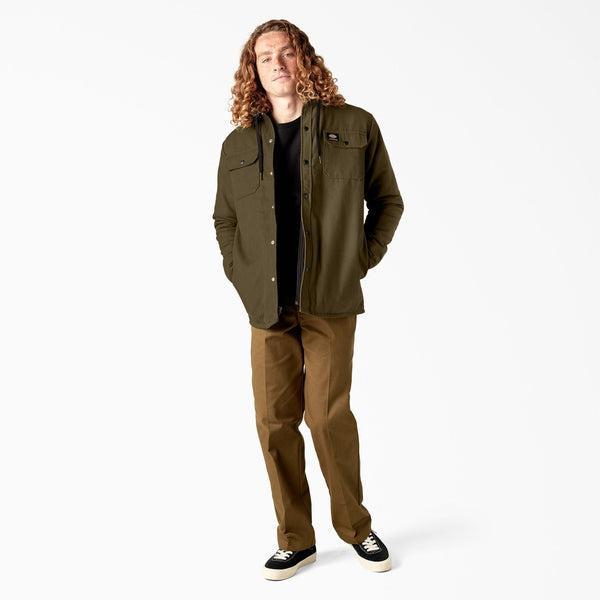 Dickies Skateboarding Canvas Duck Shirt Jacket With Fleece Hood Dark Olive-Black Sheep Skate Shop