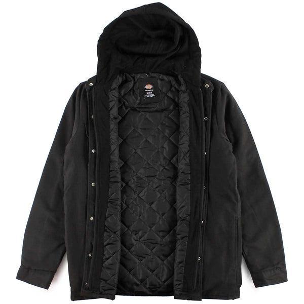 Dickies Skateboarding Canvas Shirt Jacket With Fleece Hood Black-Black Sheep Skate Shop