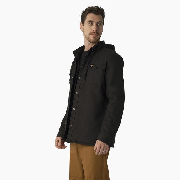 Dickies Skateboarding Canvas Shirt Jacket With Fleece Hood Black-Black Sheep Skate Shop