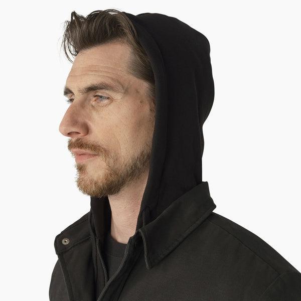 Dickies Skateboarding Canvas Shirt Jacket With Fleece Hood Black-Black Sheep Skate Shop