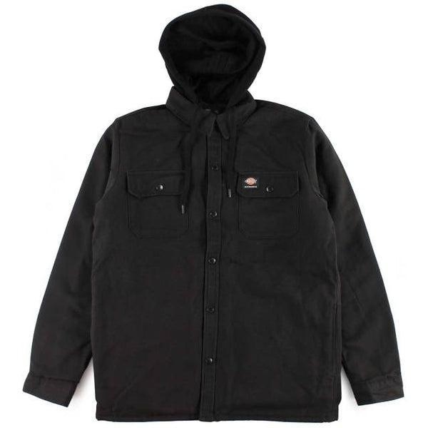 Dickies Skateboarding Canvas Shirt Jacket With Fleece Hood Black-Black Sheep Skate Shop