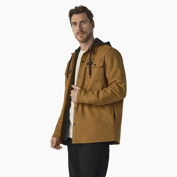 Dickies Skateboarding Canvas Shirt Jacket With Fleece Hood Brown Duck-Black Sheep Skate Shop