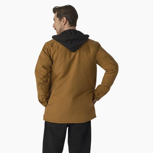 Dickies Skateboarding Canvas Shirt Jacket With Fleece Hood Brown Duck-Black Sheep Skate Shop