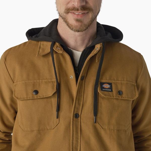 Dickies Skateboarding Canvas Shirt Jacket With Fleece Hood Brown Duck-Black Sheep Skate Shop