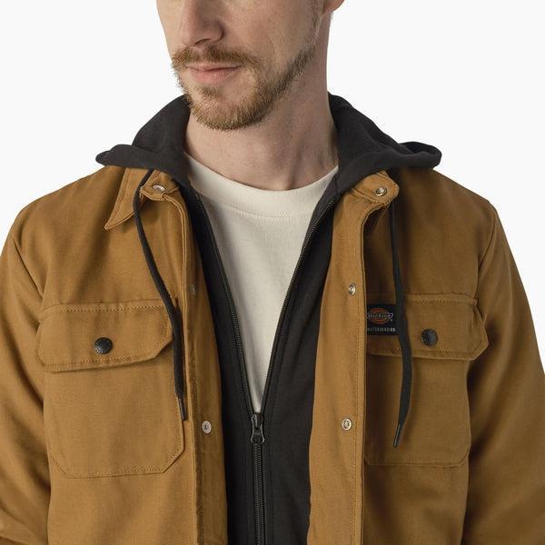 Dickies Skateboarding Canvas Shirt Jacket With Fleece Hood Brown Duck-Black Sheep Skate Shop