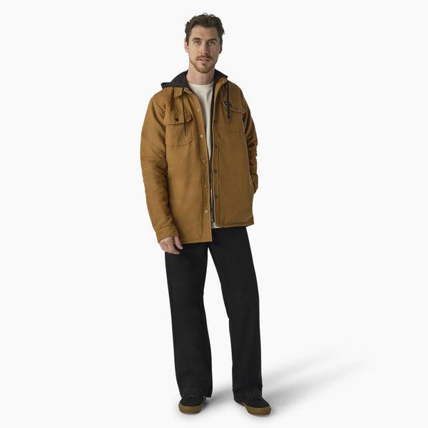 Dickies Skateboarding Canvas Shirt Jacket With Fleece Hood Brown Duck-Black Sheep Skate Shop