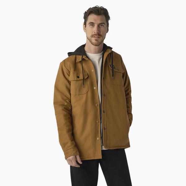 Dickies Skateboarding Canvas Shirt Jacket With Fleece Hood Brown Duck-Black Sheep Skate Shop