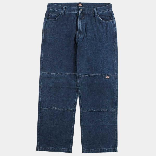 Dickies Skateboarding Double Knee Denim Pants Loose Fit Stonewashed Indigo Blue-Black Sheep Skate Shop