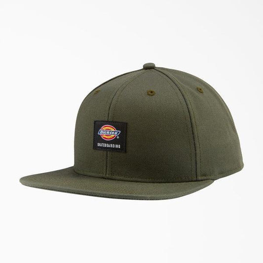 Dickies Skateboarding Flat Bill Snapback Hat Olive Green-Black Sheep Skate Shop