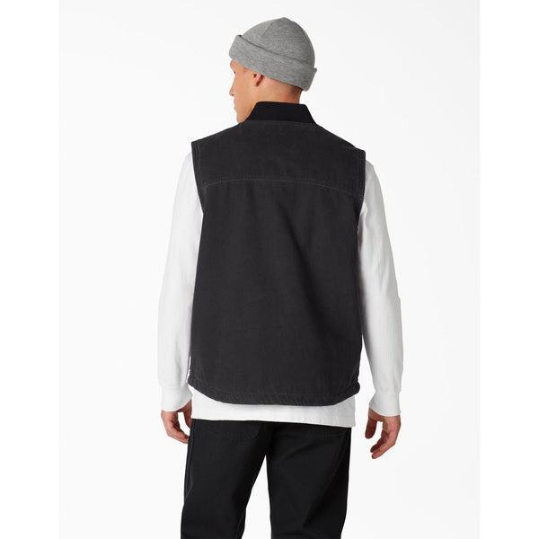Dickies Stonewashed Duck High Pile Fleece Lined Vest Black-Black Sheep Skate Shop