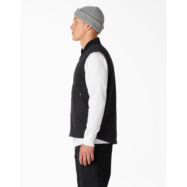 Dickies Stonewashed Duck High Pile Fleece Lined Vest Black-Black Sheep Skate Shop