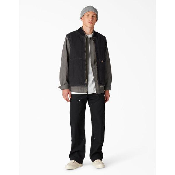 Dickies Stonewashed Duck High Pile Fleece Lined Vest Black-Black Sheep Skate Shop
