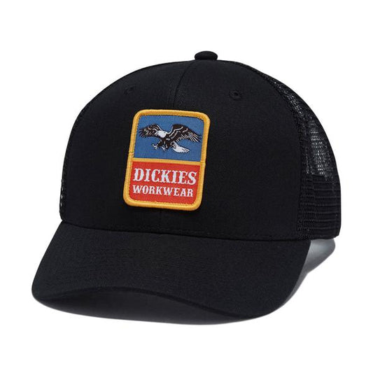 Dickies Workwear Eagle Patch Low Profile Twill Trucker Hat Black-Black Sheep Skate Shop