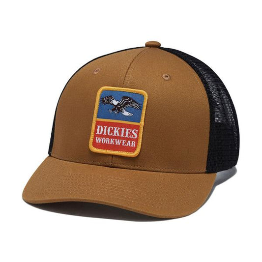Dickies Workwear Eagle Patch Low Profile Twill Trucker Hat Brown - Black-Black Sheep Skate Shop