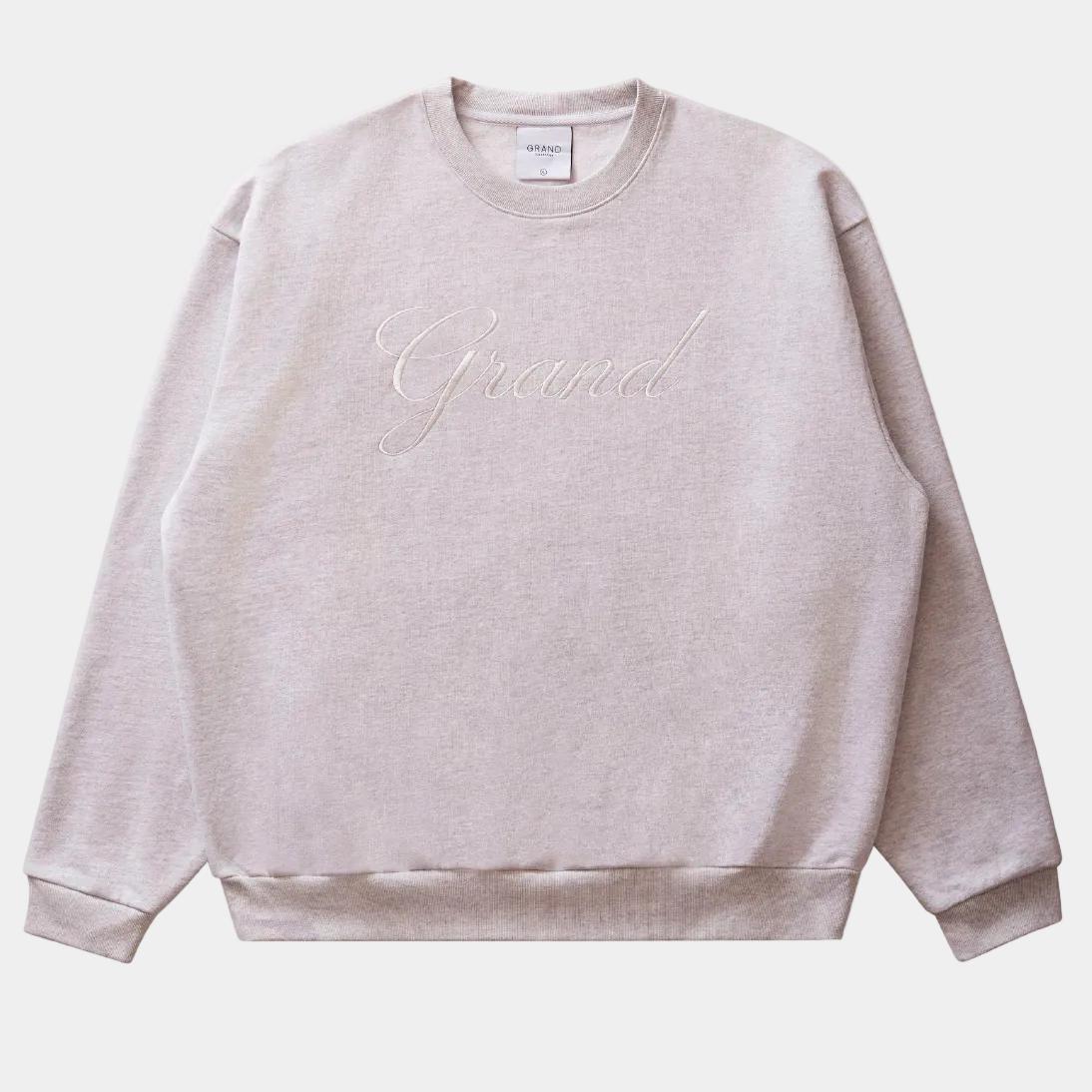 Grand Collection Embroidered Crewneck Ash Grey-Black Sheep Skate Shop