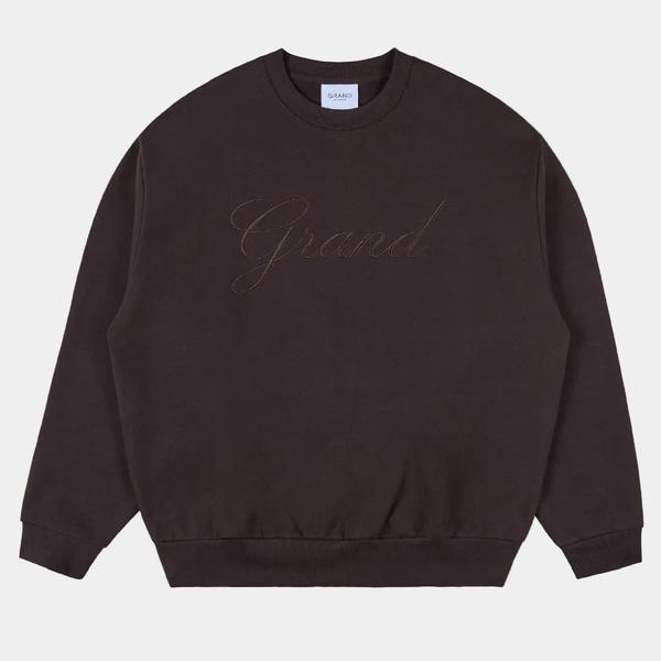 Grand Collection Embroidered Crewneck Espresso-Black Sheep Skate Shop