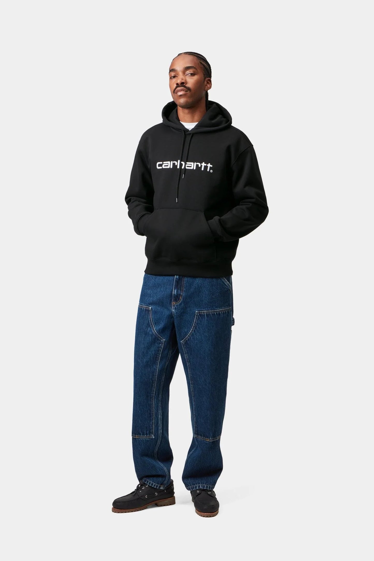 Carhartt WIP Hooded Embroidered Sweatshirt Black - White