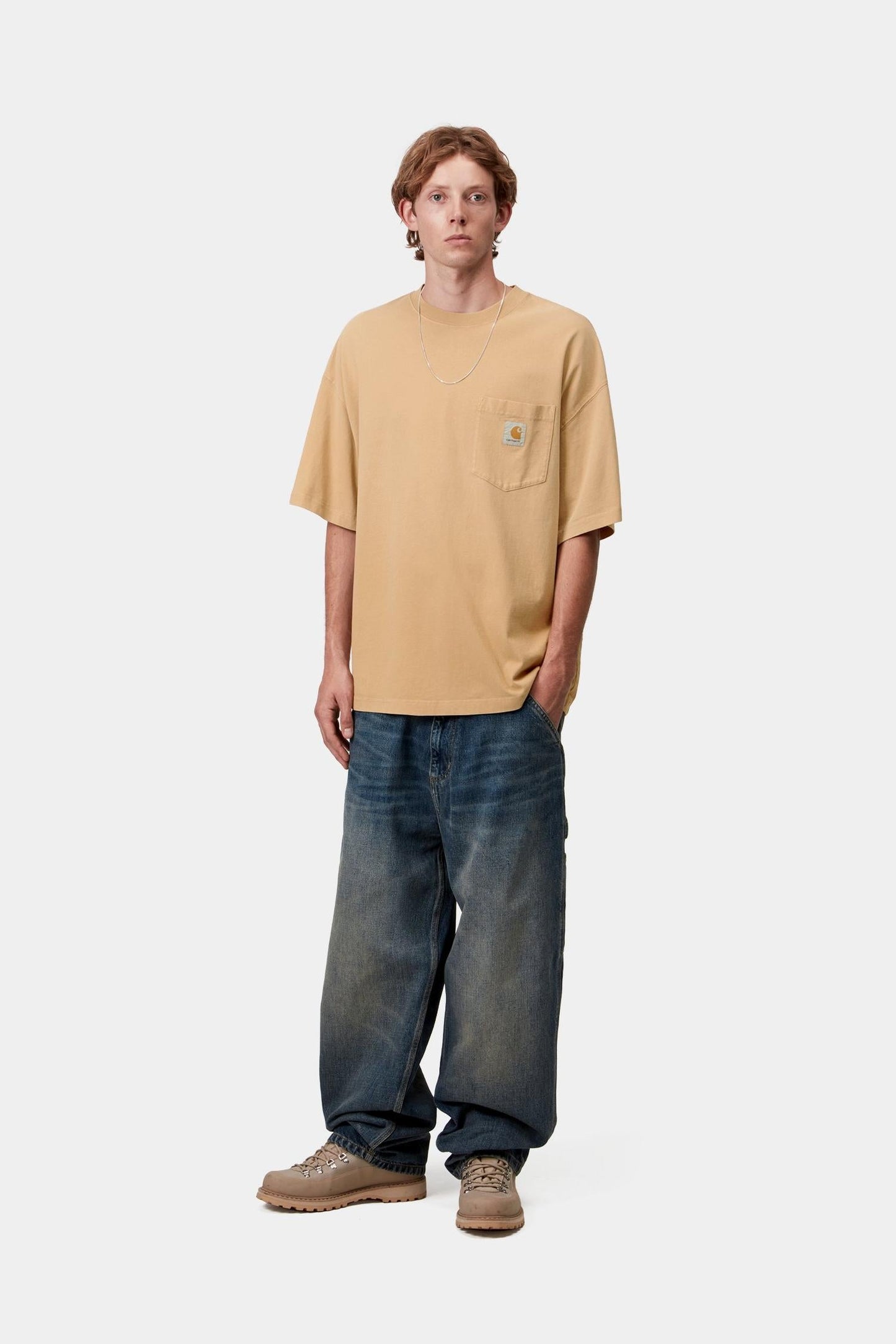 Carhartt WIP S/S Hudson Pocket T-Shirt Dusty Hamilton Brown (Chalk Wash)