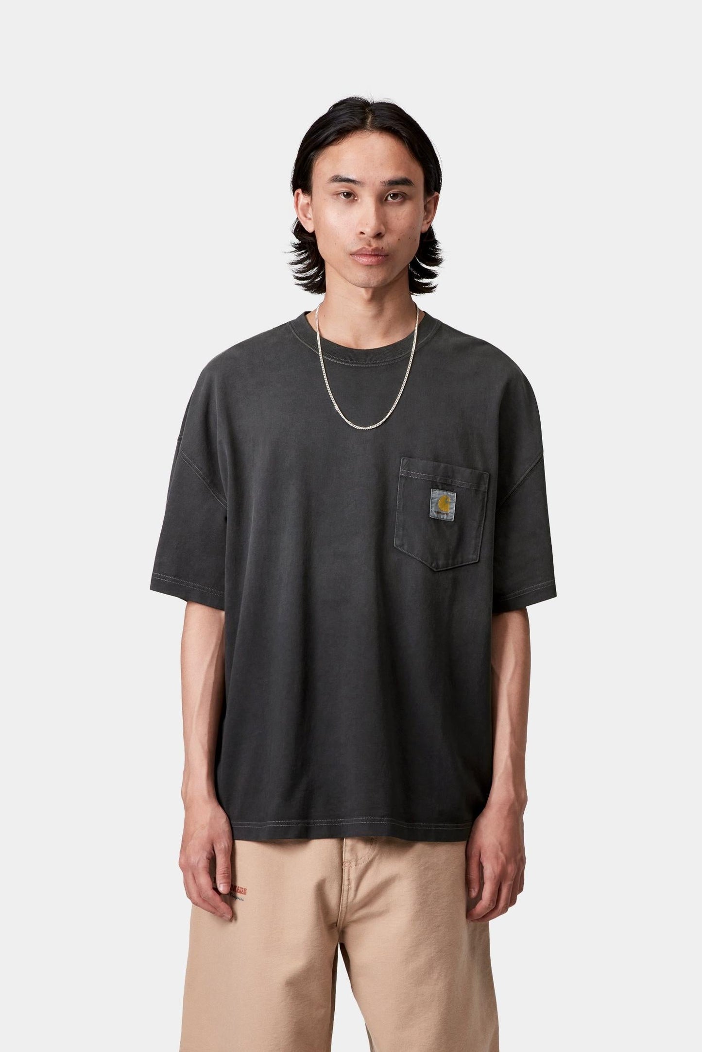 Carhartt WIP S/S Hudson Pocket T-Shirt Black (Chalk Wash)