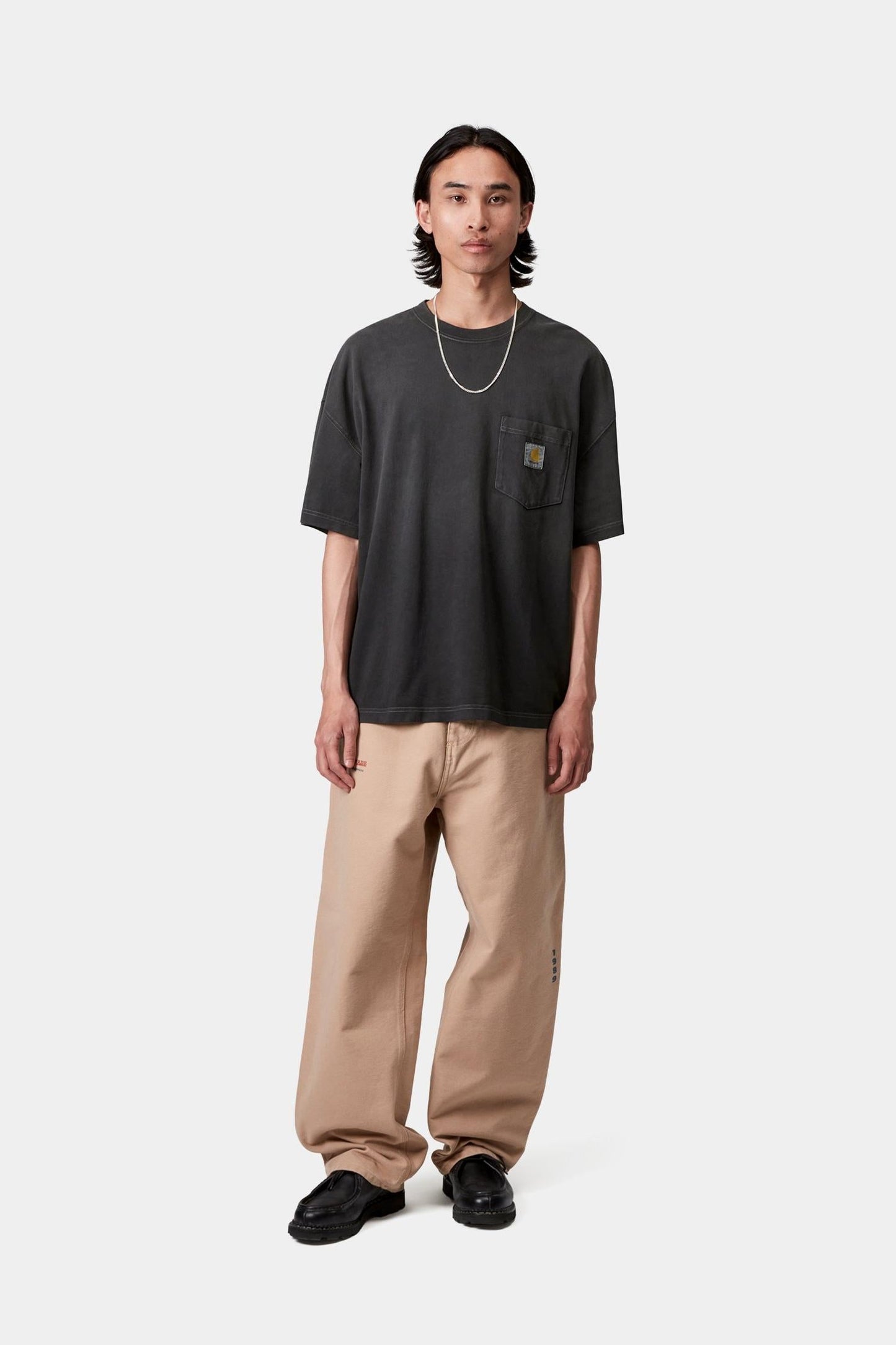 Carhartt WIP S/S Hudson Pocket T-Shirt Black (Chalk Wash)