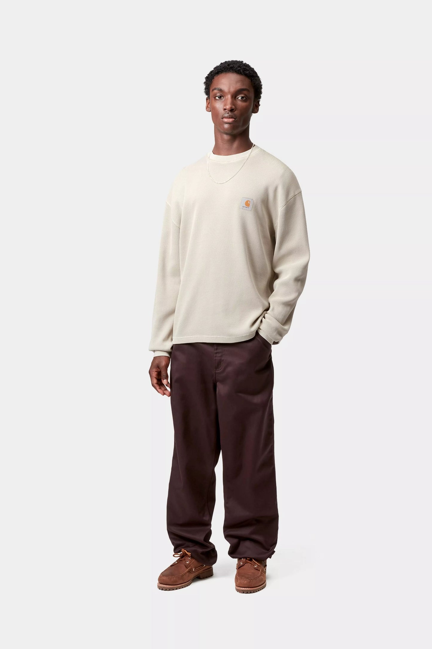 Carhartt WIP Long Sleeve Vista Waffle T-Shirt Fleur De Sel Garment Dyed