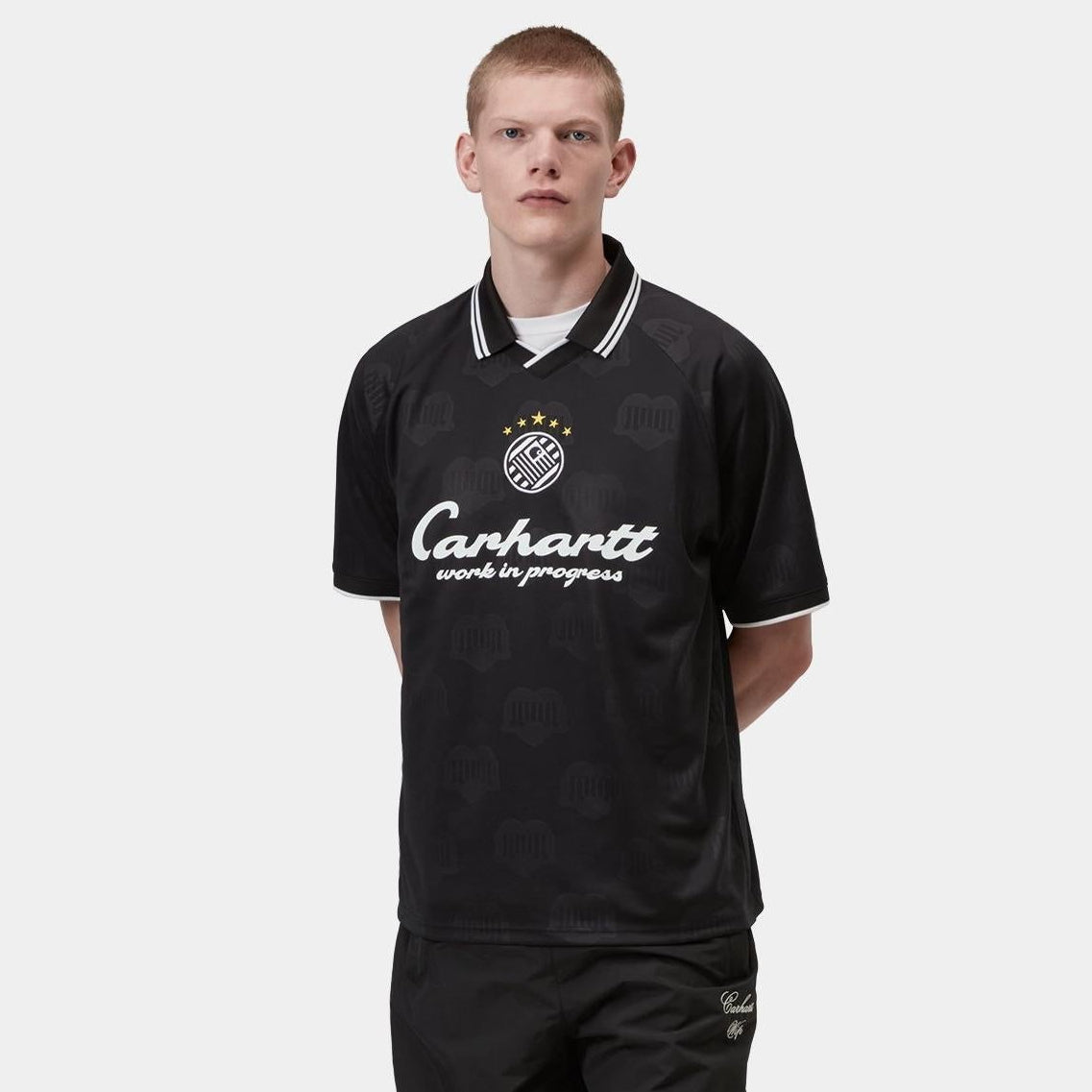 Carhartt WIP Terrace Football Jersey T-Shirt Black Heart Train Jacquard