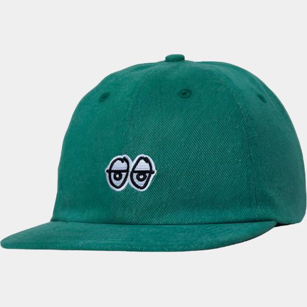 Krooked Skateboards Eyes Unstructured Strapback Hat Green Denim-Black Sheep Skate Shop