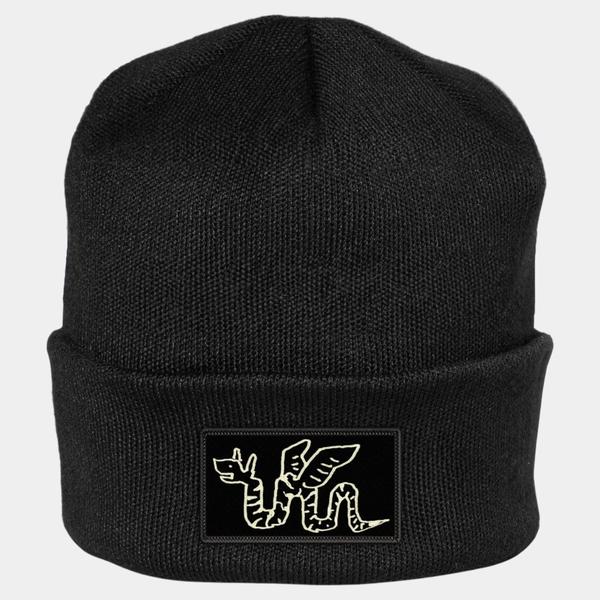 Krooked Skateboards No Monster Cuff Beanie Black-Black Sheep Skate Shop