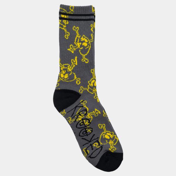 Krooked Style Crew Socks Charcoal - Yellow-Black Sheep Skate Shop