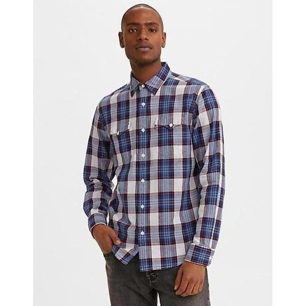 Levi's Classic Clean Western Standard Long Sleeve Work Flannel Shirt Bruce Navy Peony-Black Sheep Skate Shop
