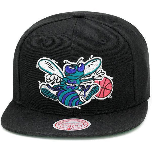 Mitchell & Ness Charlotte Hornet Core Basics Retro HWC Snapback Hat Black-Black Sheep Skate Shop