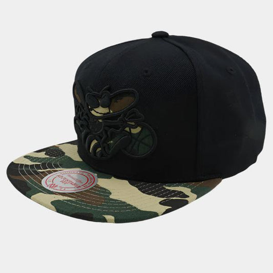 Mitchell & Ness Charlotte Hornets Camo Bill HWC Snapback Hat Black-Black Sheep Skate Shop
