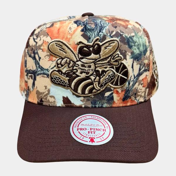 Mitchell & Ness Charlotte Hornets Camo Leaf HWC Pro Snapback Hat-Black Sheep Skate Shop
