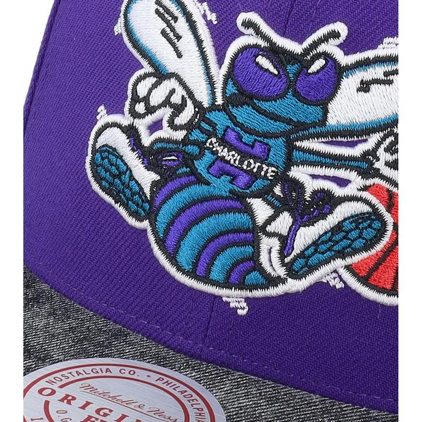 Mitchell & Ness Charlotte Hornets Denim Patchwork Pro HWC Snapback Hat Purple-Black Sheep Skate Shop