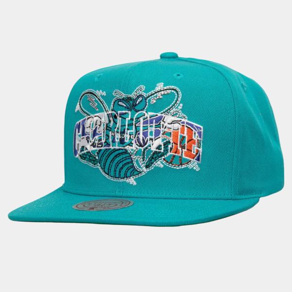 Mitchell & Ness Charlotte Hornets Double Up HWC Snapback Hat Teal-Black Sheep Skate Shop