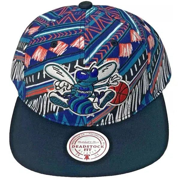 Mitchell & Ness Charlotte Hornets Game Day Pattern Deadstock HWC Snapback Hat-Black Sheep Skate Shop