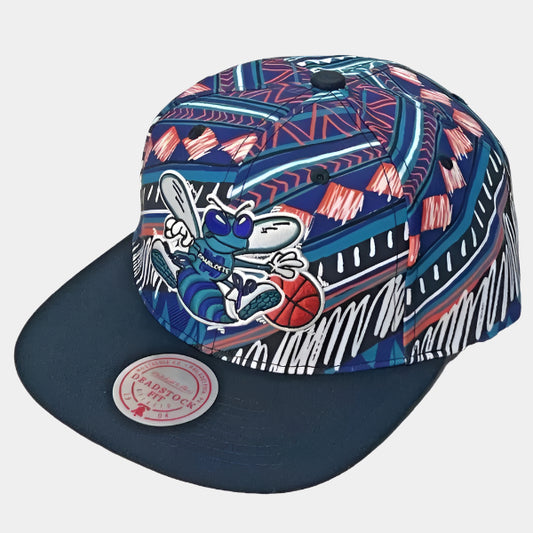 Mitchell & Ness Charlotte Hornets Game Day Pattern Deadstock HWC Snapback Hat-Black Sheep Skate Shop