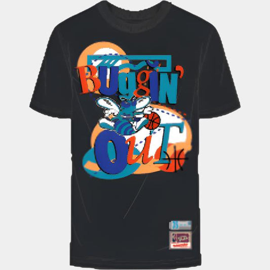 Mitchell & Ness Charlotte Hornets Hardwood Classics Buggin Out T-Shirt Black-Black Sheep Skate Shop