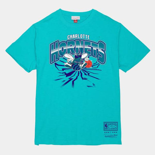 Mitchell & Ness Charlotte Hornets Hardwood Classics Earthquake T-Shirt Teal-Black Sheep Skate Shop