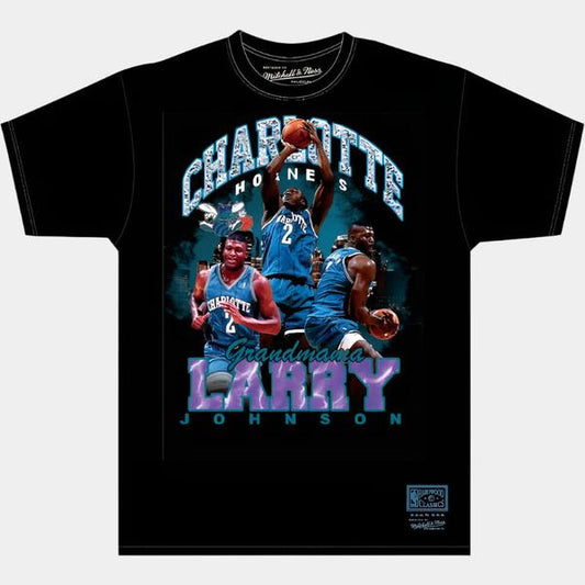 Mitchell & Ness Charlotte Hornets Hardwood Classics NBA Bling T-Shirt Black-Black Sheep Skate Shop