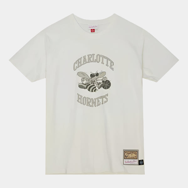 Mitchell & Ness Charlotte Hornets Hardwood Classics NBA Cream T-Shirt-Black Sheep Skate Shop