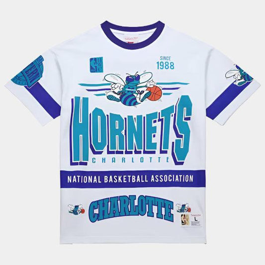 Mitchell & Ness Charlotte Hornets Hardwood Classics Team Origins Premium Shirt White-Black Sheep Skate Shop