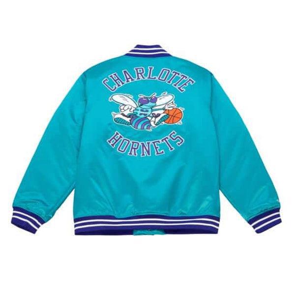 Mitchell & Ness Charlotte Hornets Heavyweight Satin Jacket Teal-Black Sheep Skate Shop